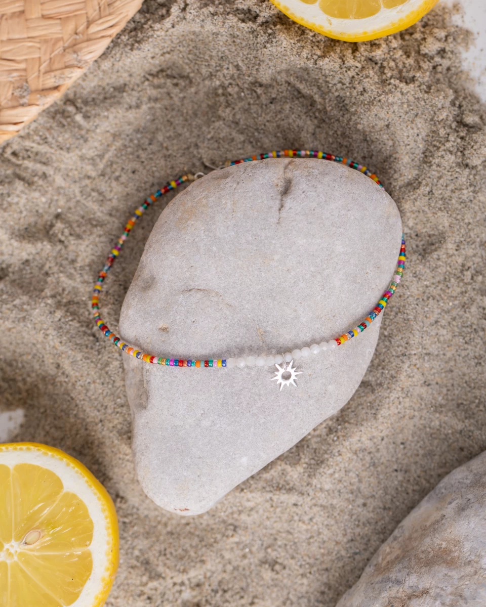 Színes Desing Gyöngy Nap Medál Ezüst 925 Karkötő