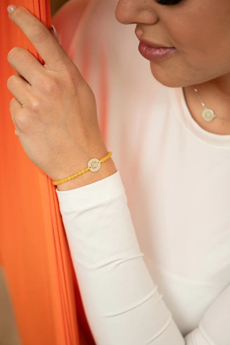 Napfonat Csakra Vörös Arany 14K Makramé Karkötő