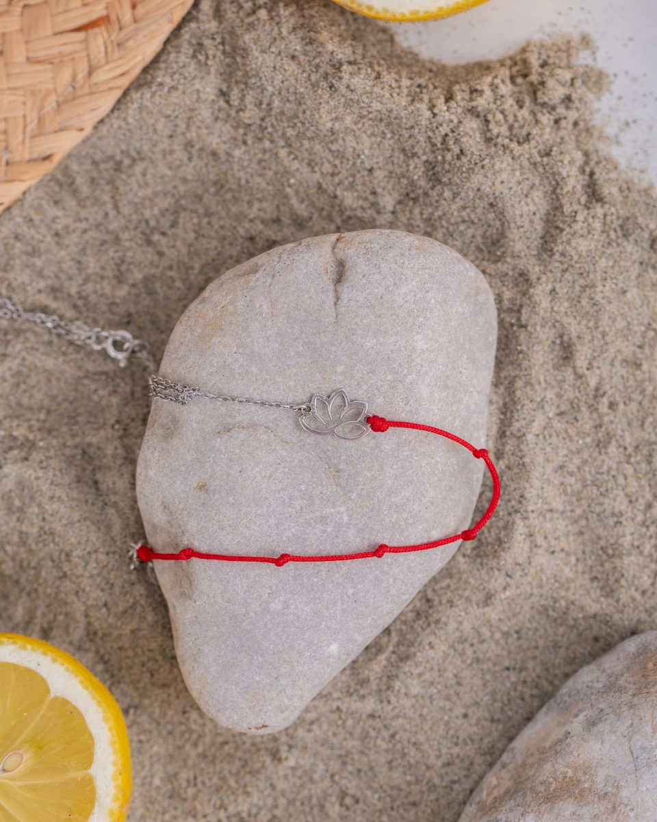 Lótusz Kabbala Vörös Arany 14K Bokalánc