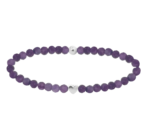 GRAV Gemstone Amethyst Heart Ezüst 925 Ásvány Karkötő