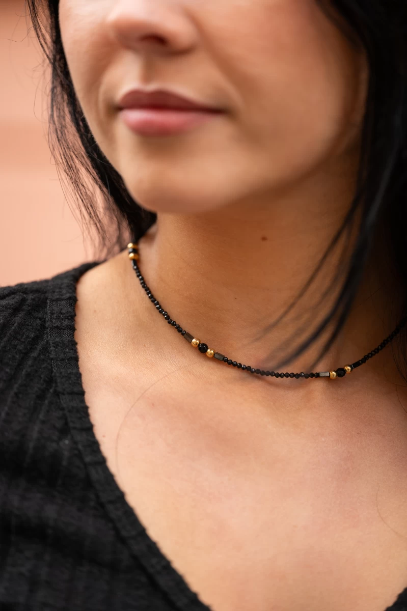 Fekete Ásvány Ezüst 925 Nyaklánc