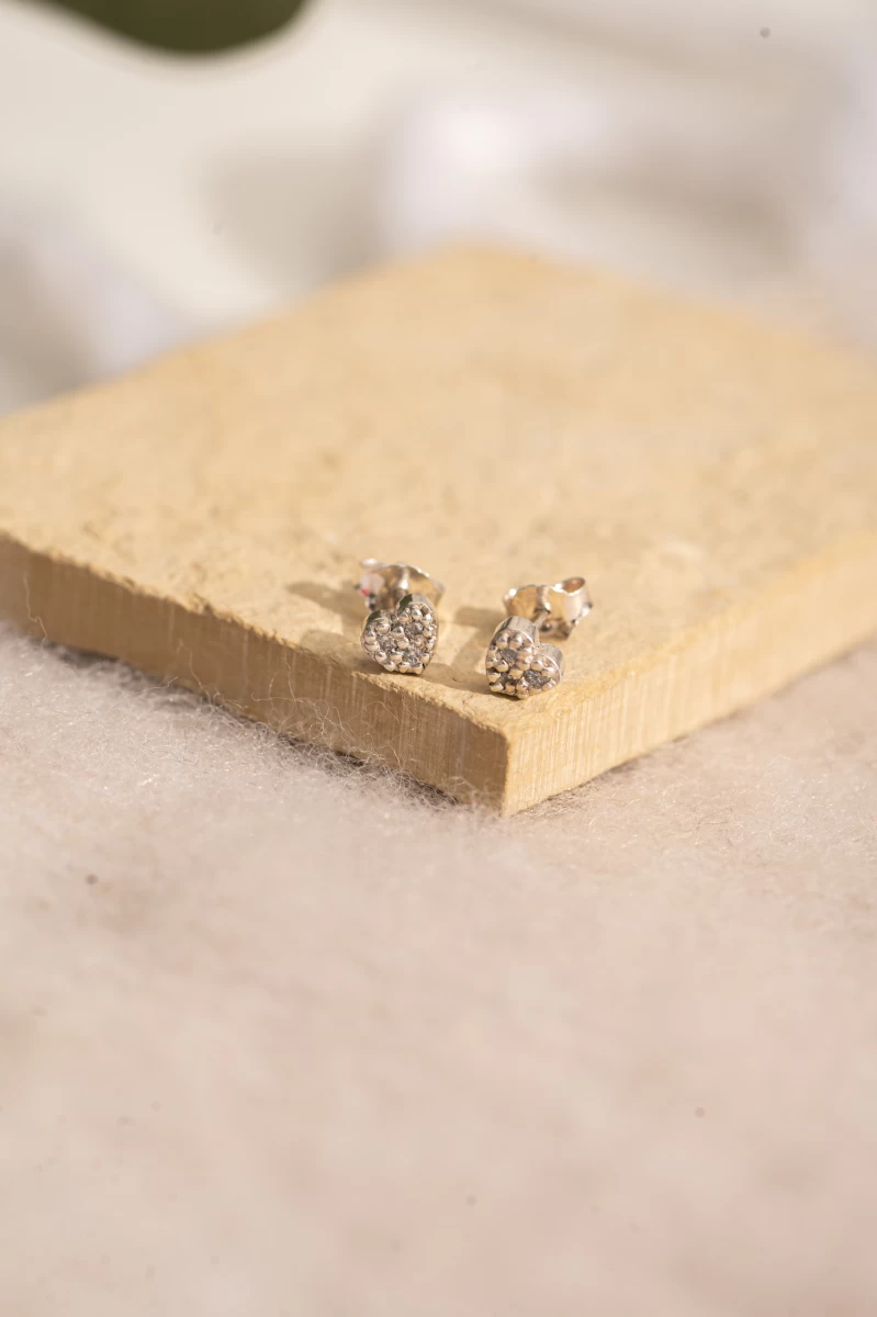 Cirkónia Féldrágakő Szív Vörös Arany 14K Fülbevaló