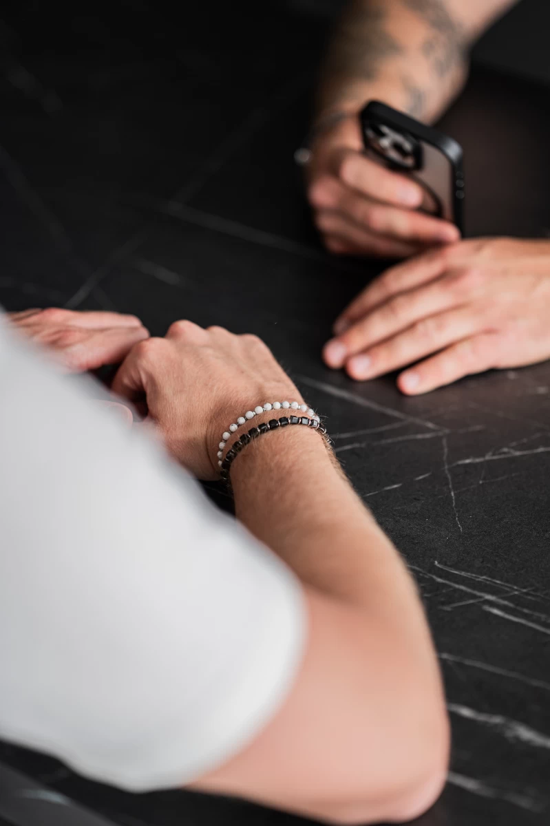 Howlit Ásvány Ezüst 925 Karkötő