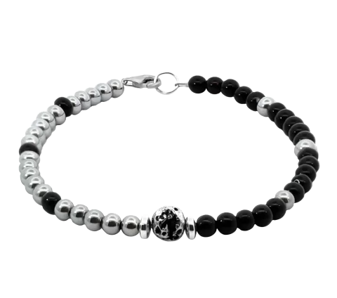 GRAV Men Hematite Black & White Ezüst 925 Karkötő